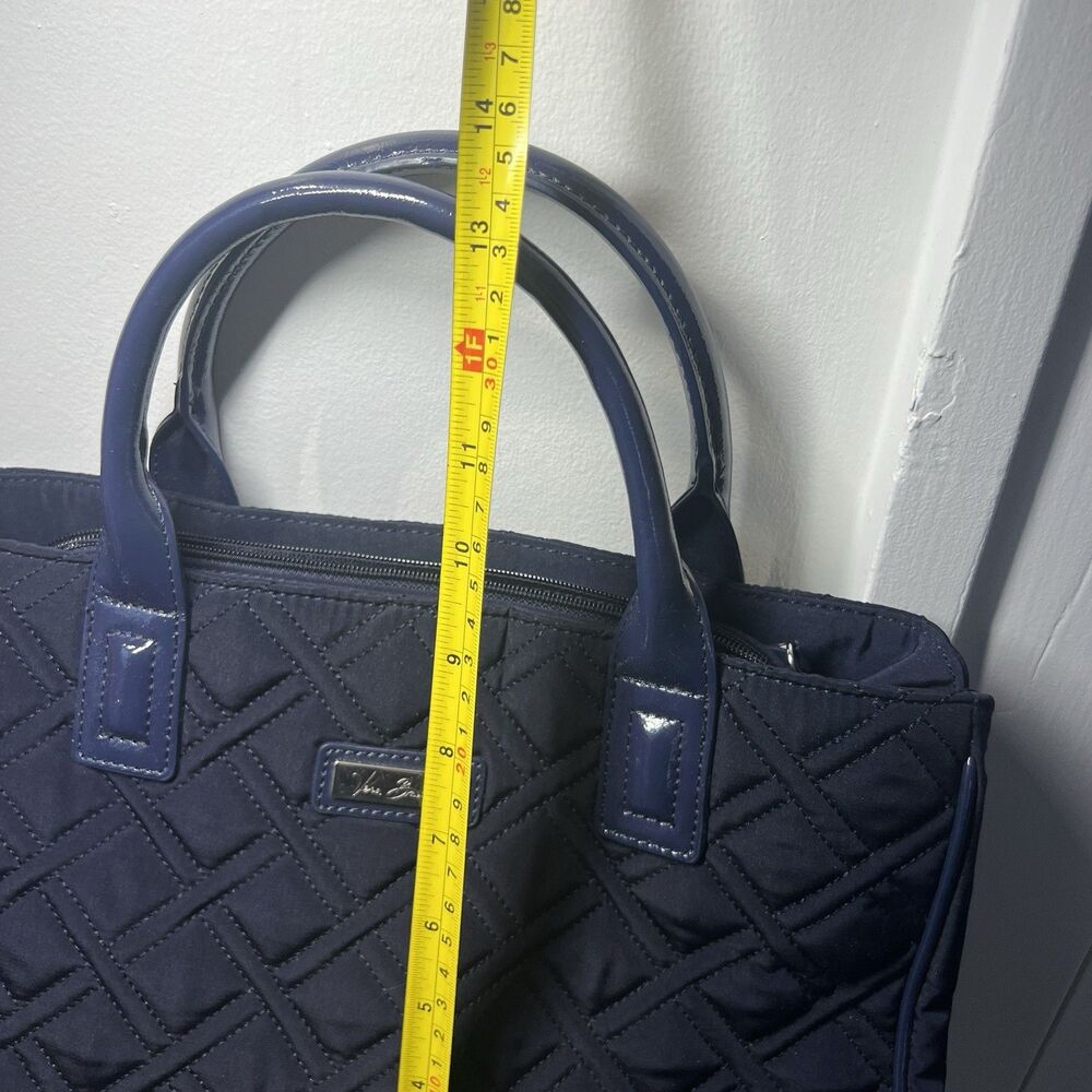 Vera Bradley Quilted Tote Bag – Navy Blue w/ Patent Leather Handles - Picture 8 of 8